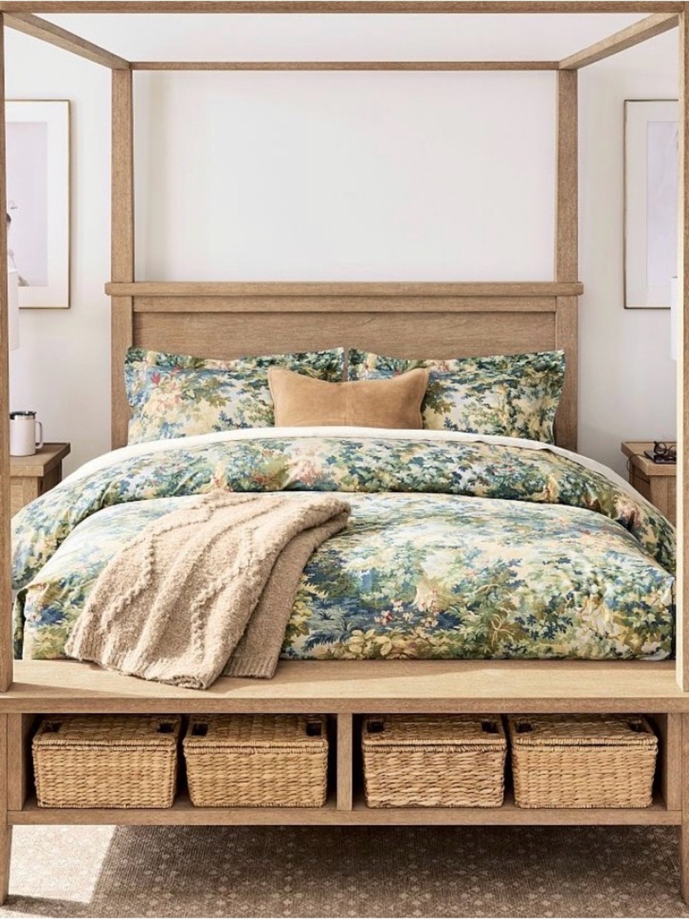 EUC POTTERY BARN Greenwood Queen Duvet Cover w 2 EURO Shams used in guest room - Picture 4 of 10